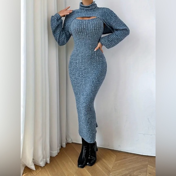 Ribbed solid two piece dress set women’s size small - Picture 1 of 3